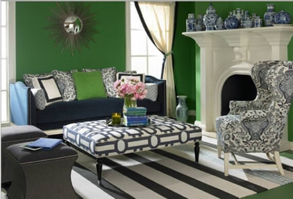 Dark green decor for the living room. Find more color theory decor ideas @BrightNest Blog.